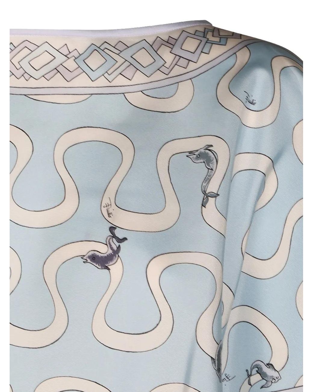 Emilio Pucci Blue Graphic-Print Silk Top