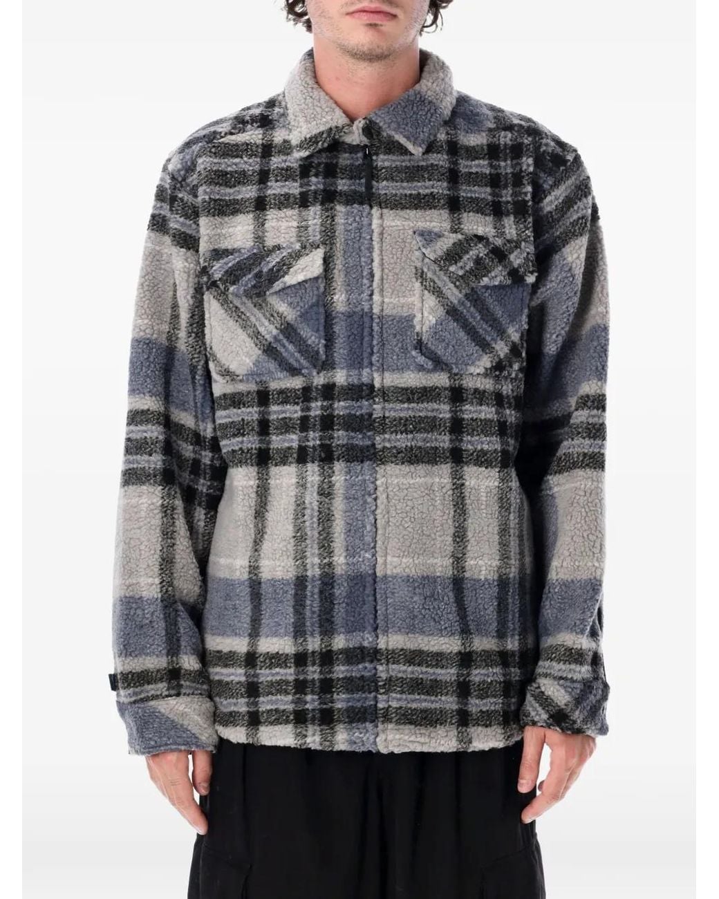 Kavu Gray Mccord Creek Check-Pattern Fleece Jacket for men