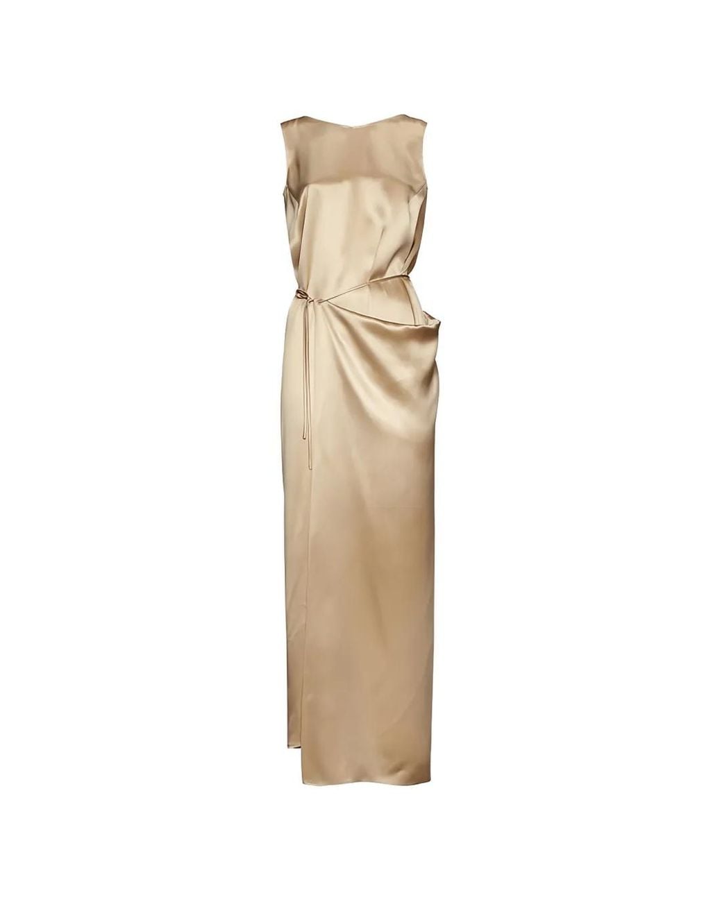 Ferragamo White Satin-Finish Wrap-Style Maxi Dress