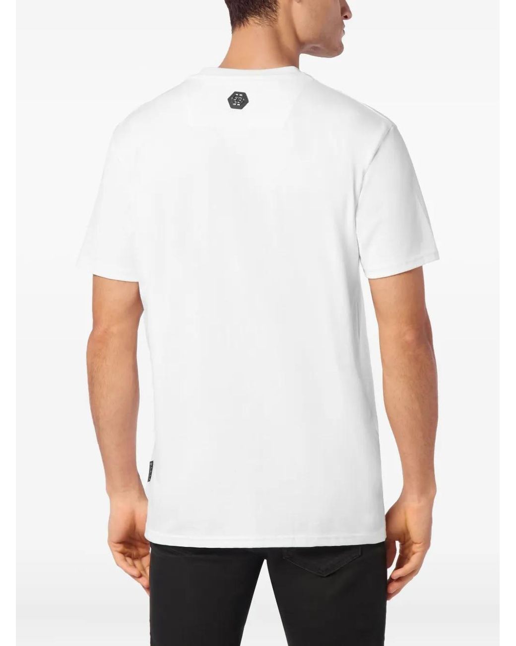 Philipp Plein White Money Mouse-Embroidered T-Shirt for men