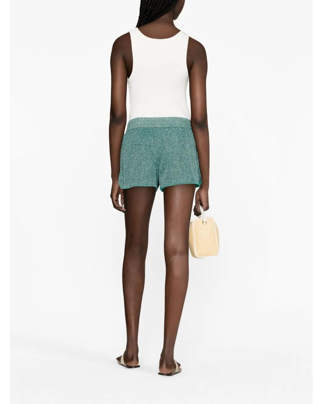 Oseree Green Lurex Design Minishorts