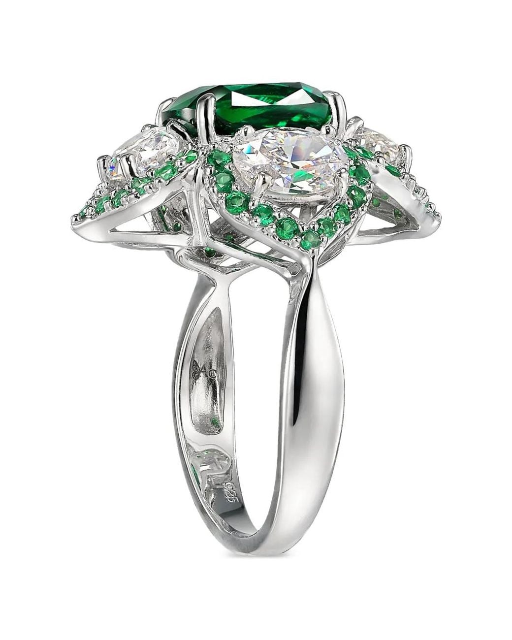 Anabela Chan Green Bague Lotus Sertie D'Émeraudes