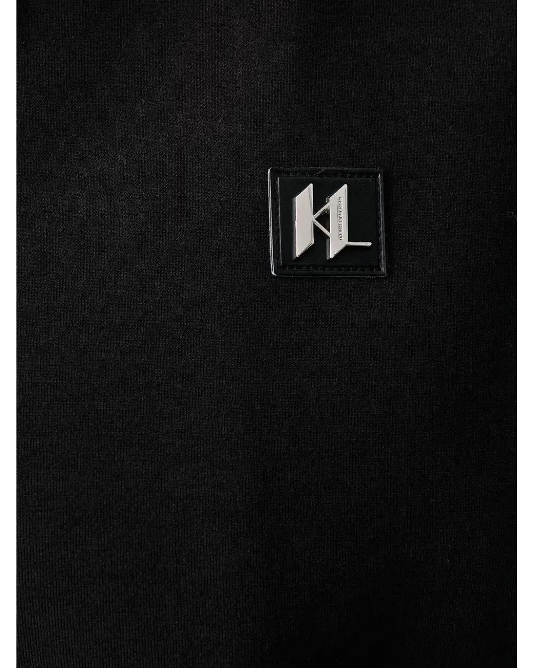 Karl Lagerfeld Black Logo-Plaque Zip-Up Sweater for men