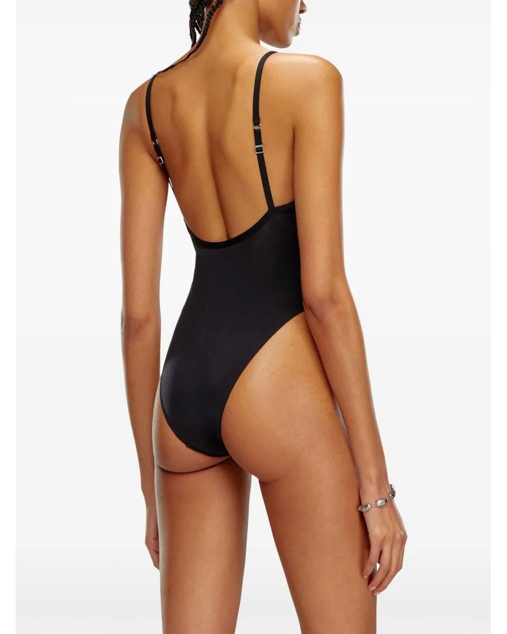 DIESEL Black Oval D-Plaque Jersey Bodysuit