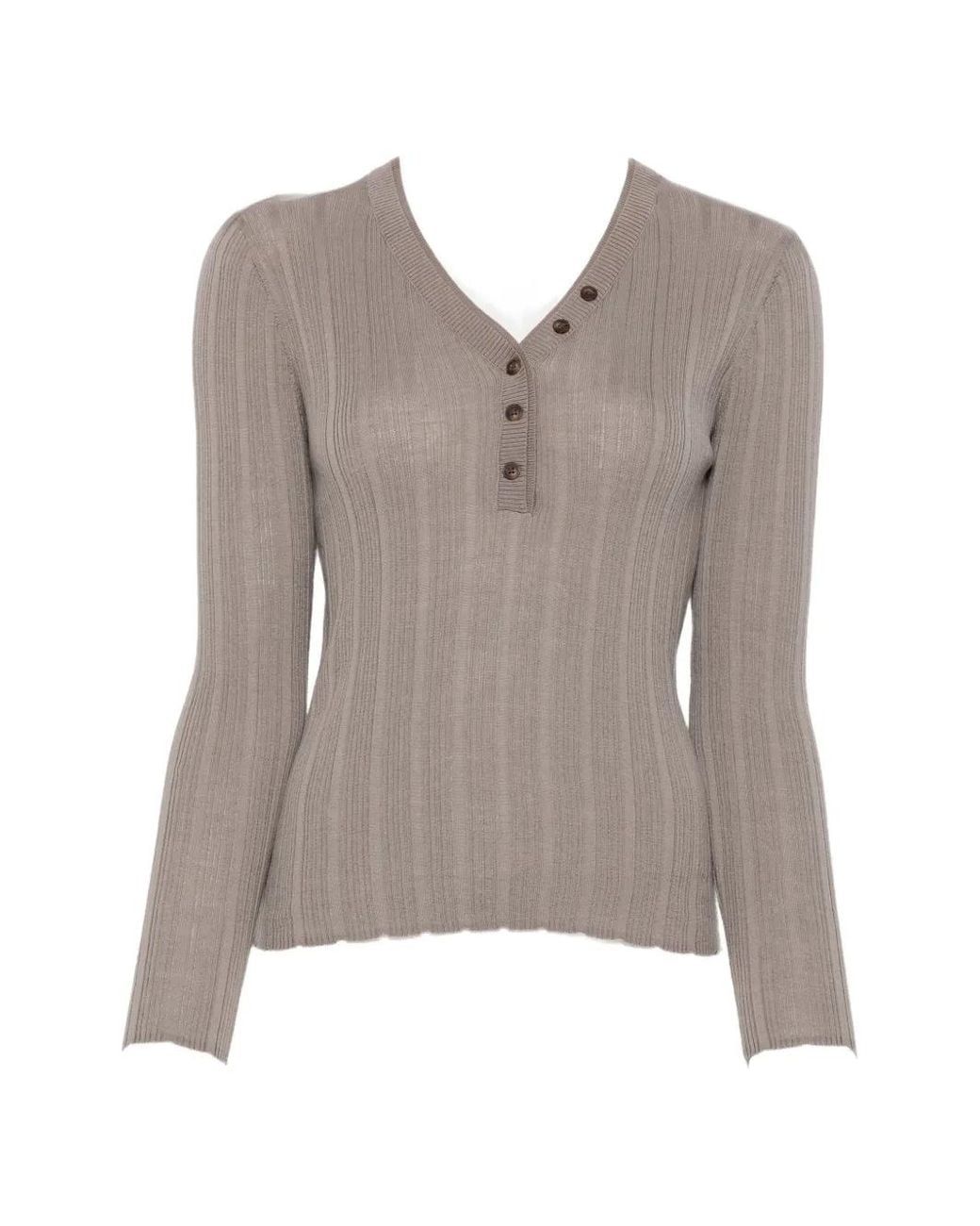 IVORY PARIS Gray Pull Vera En Maille Côtelée