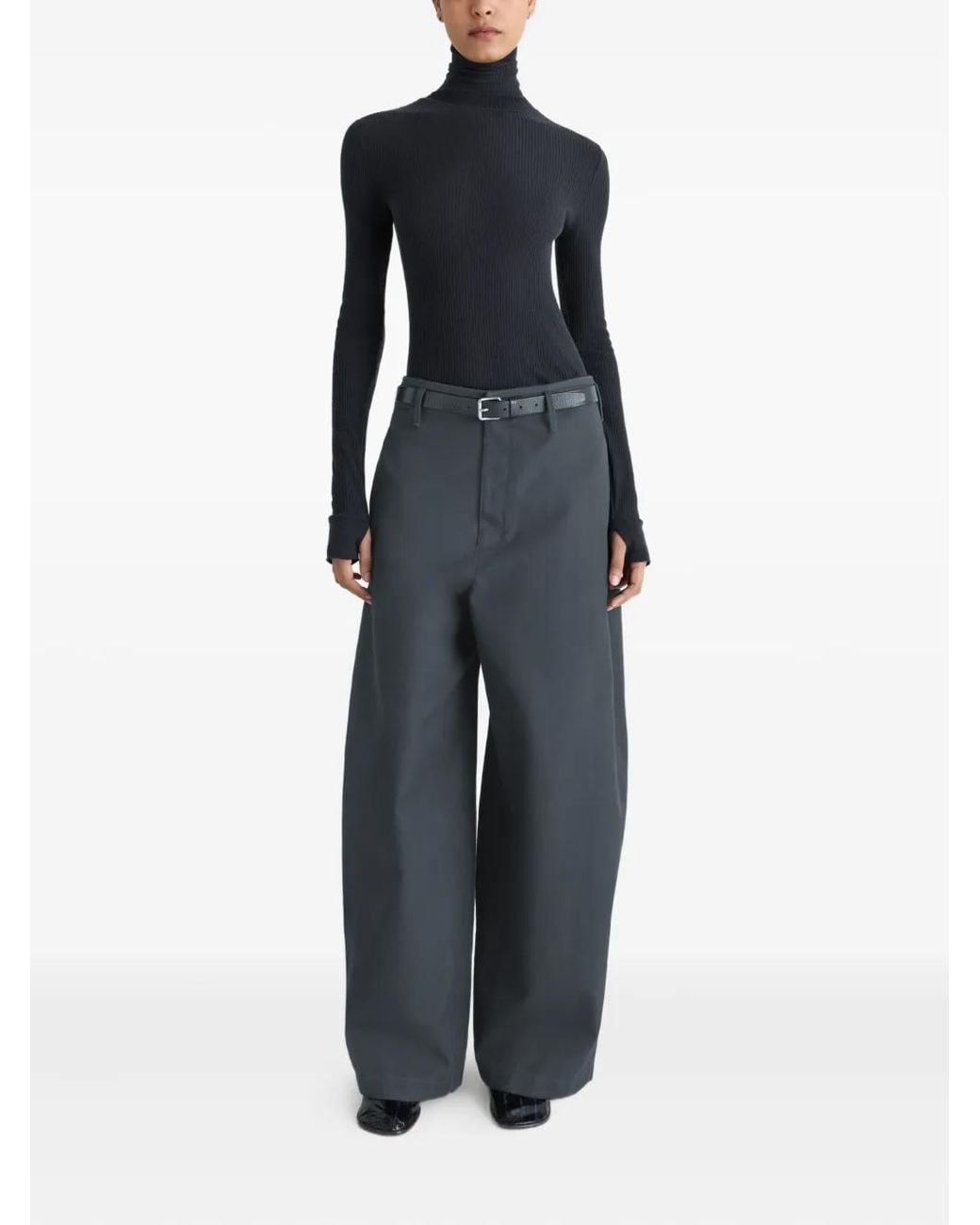 Lemaire Black Ribbed High-Neck Top