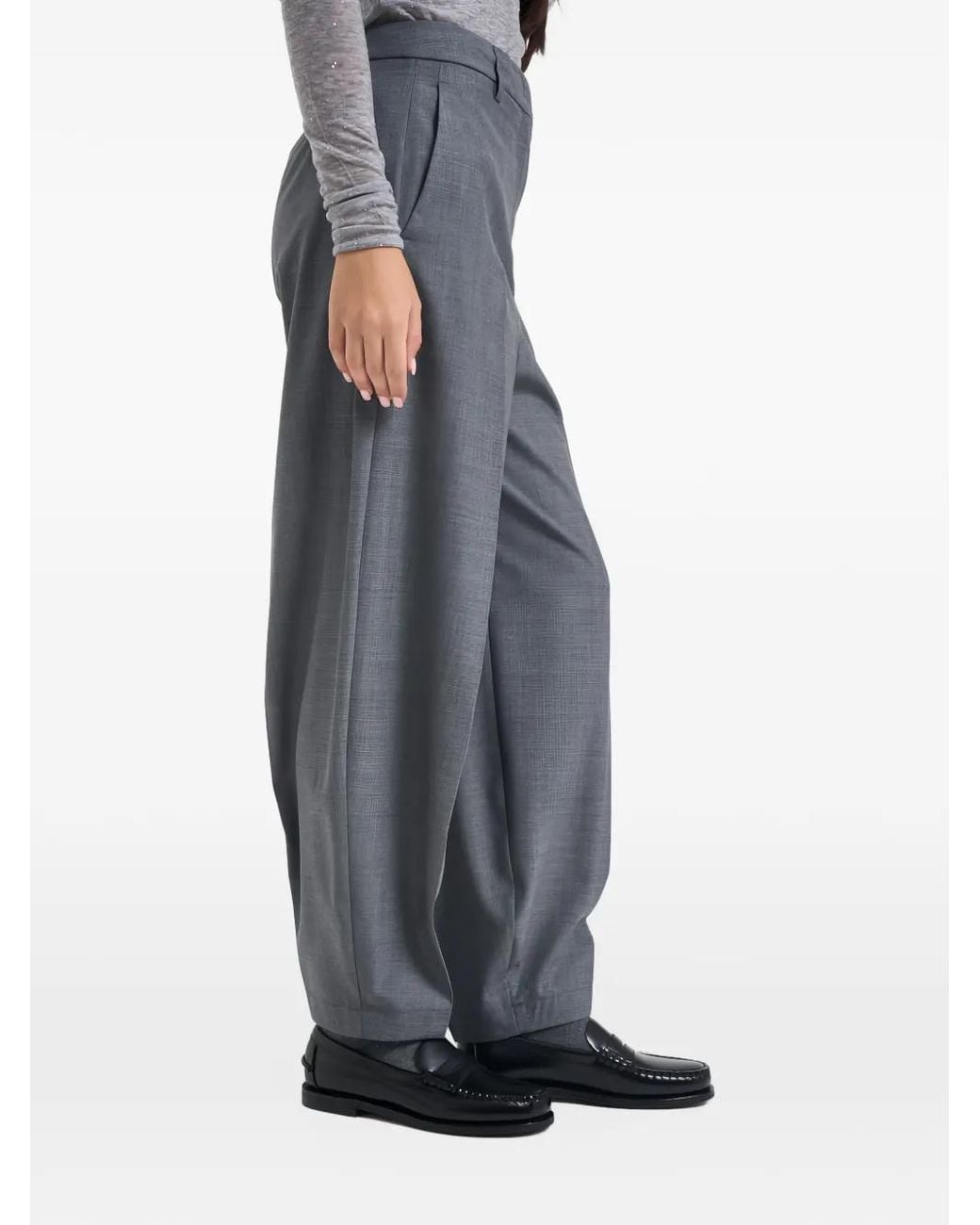 Semicouture Gray Pressed-Crease Tailored Trousers