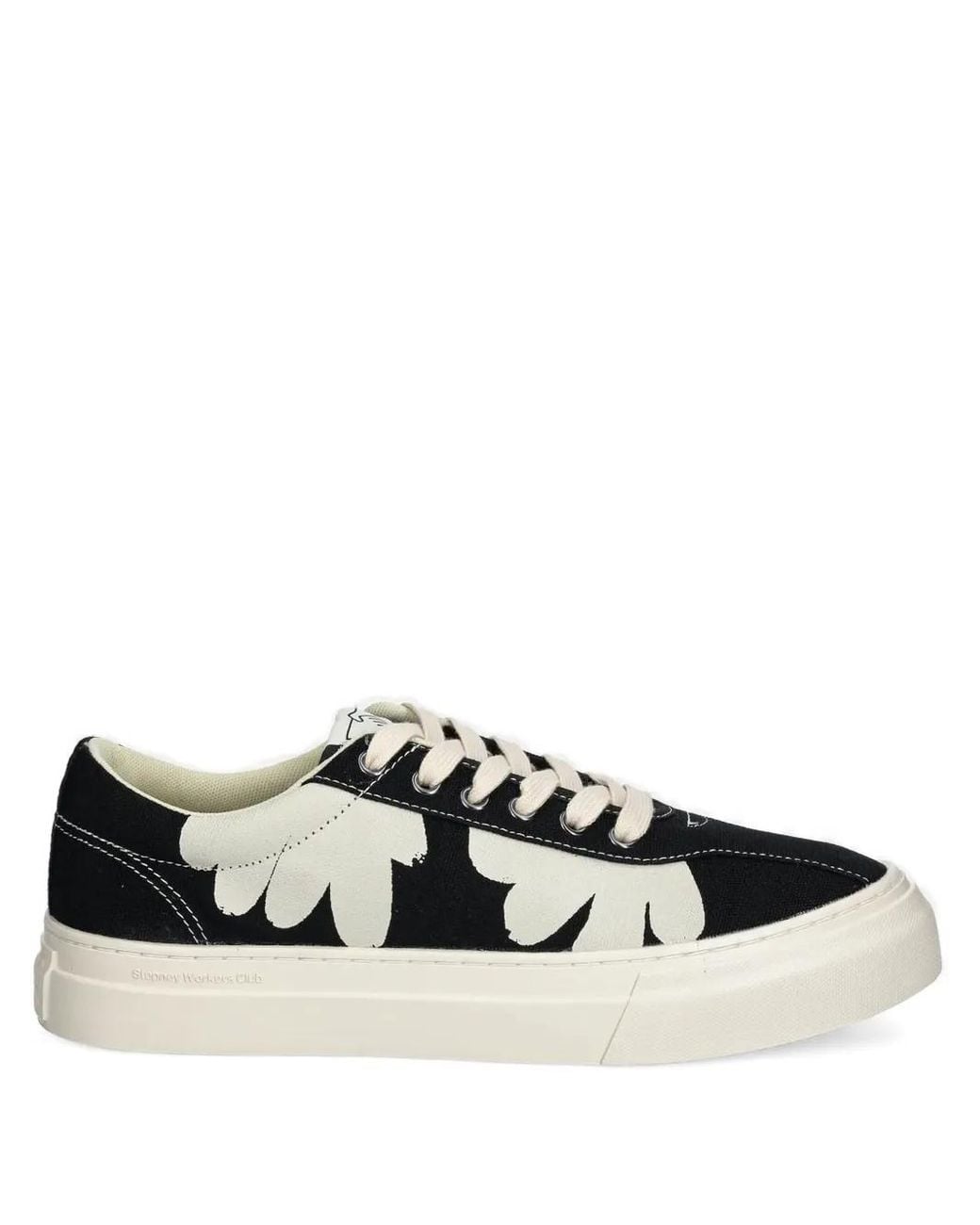 Stepney Workers Club Black Flower-Print Sneakers