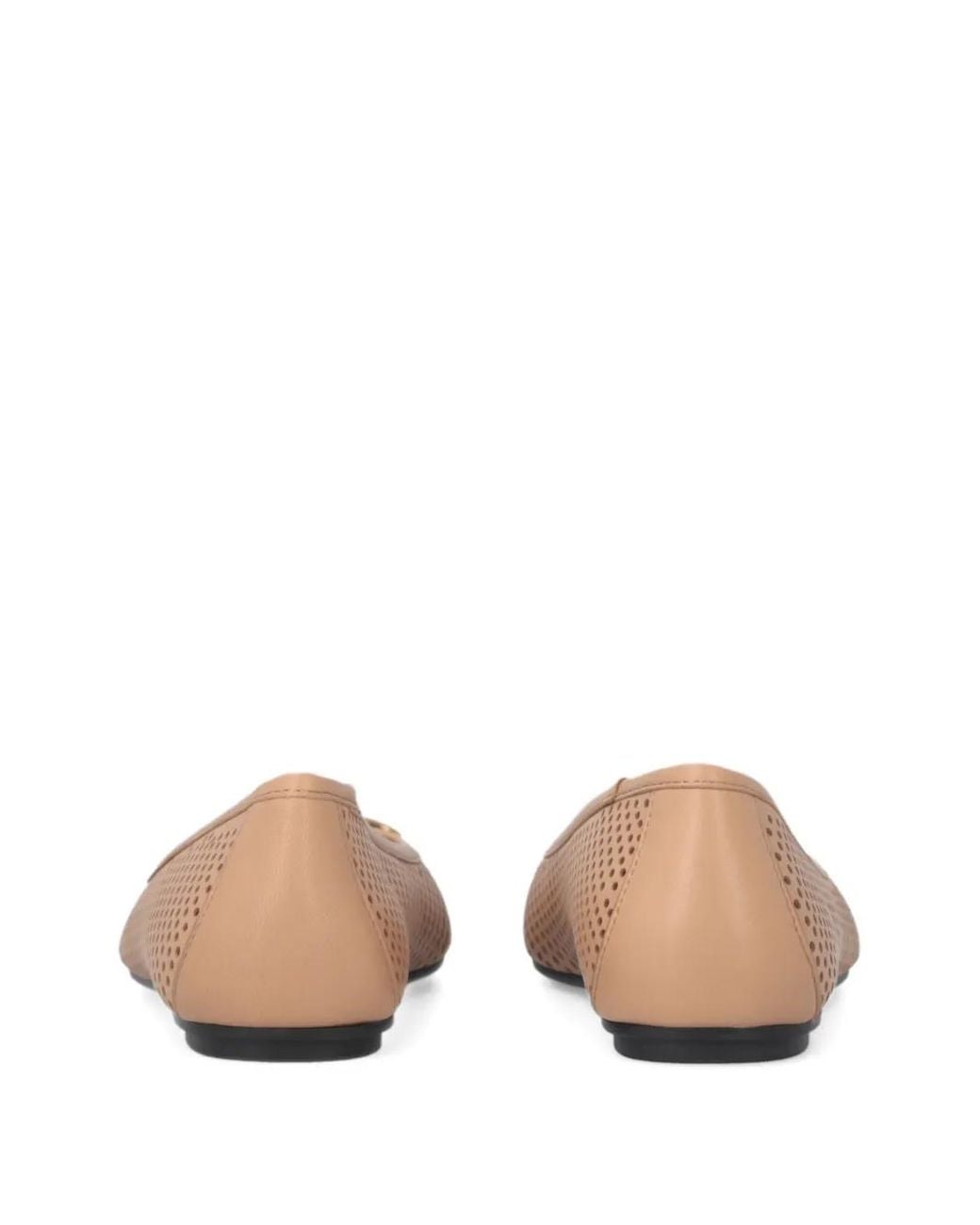 Pinko Brown Perforated Ballerinas With Love Birds Logo