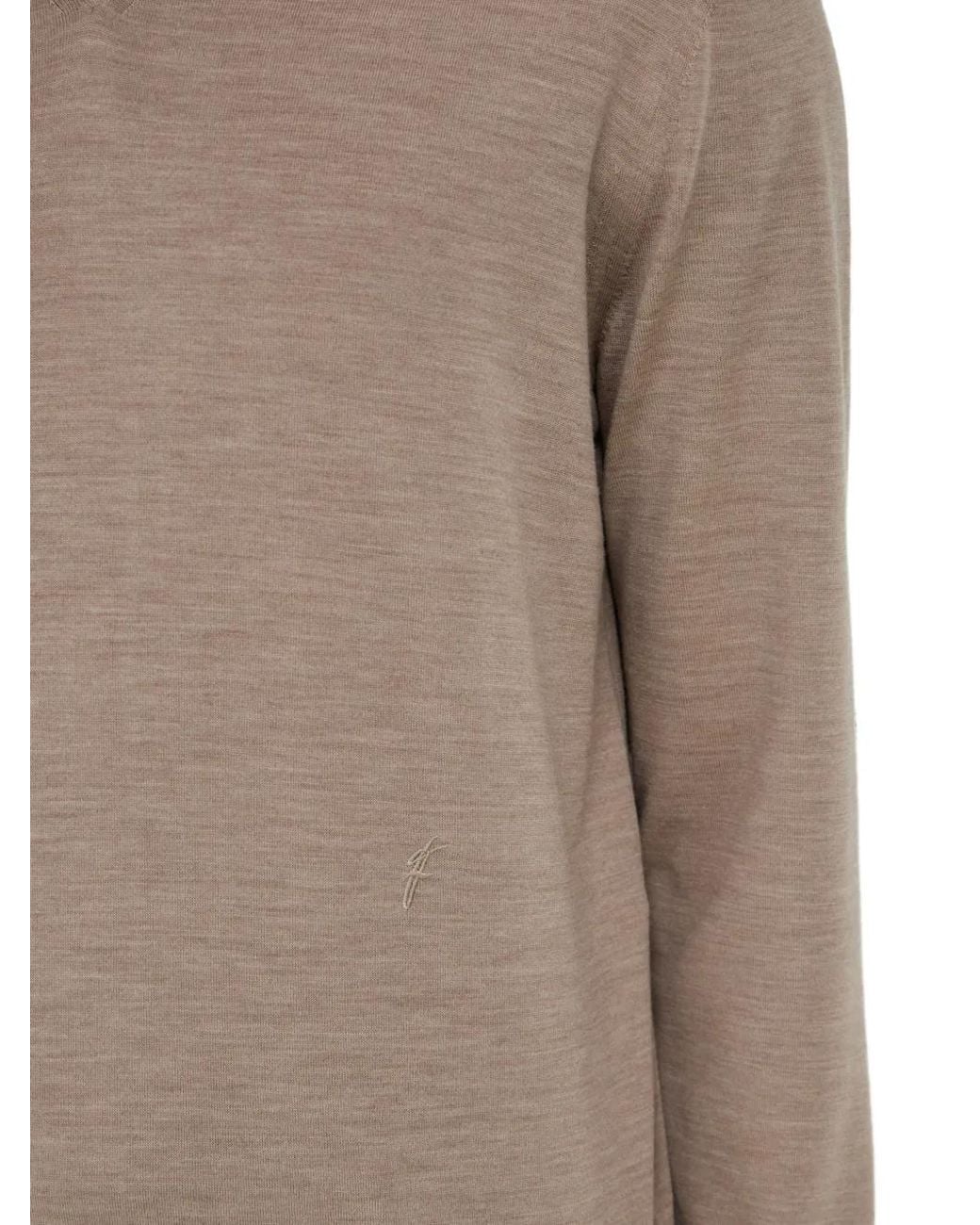 Ferragamo Gray Knitted V-Neck Sweater for men