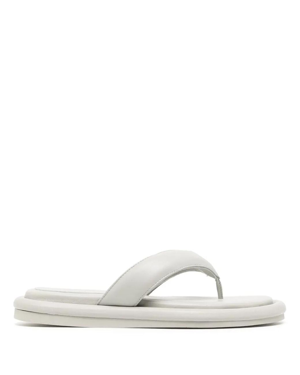 Gia Borghini White Padded Leather Flip-Flops
