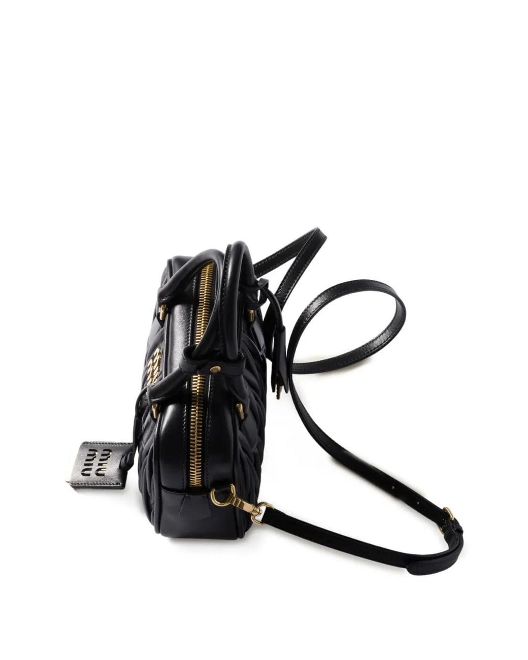 Miu Miu Black Arcadie Matelassé Nappa Leather Bag