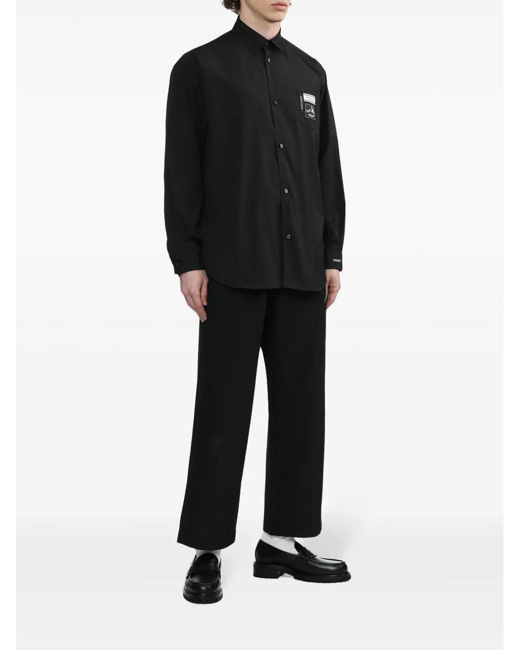 Undercover Black Logo-Patch Cotton-Blend Shirt for men