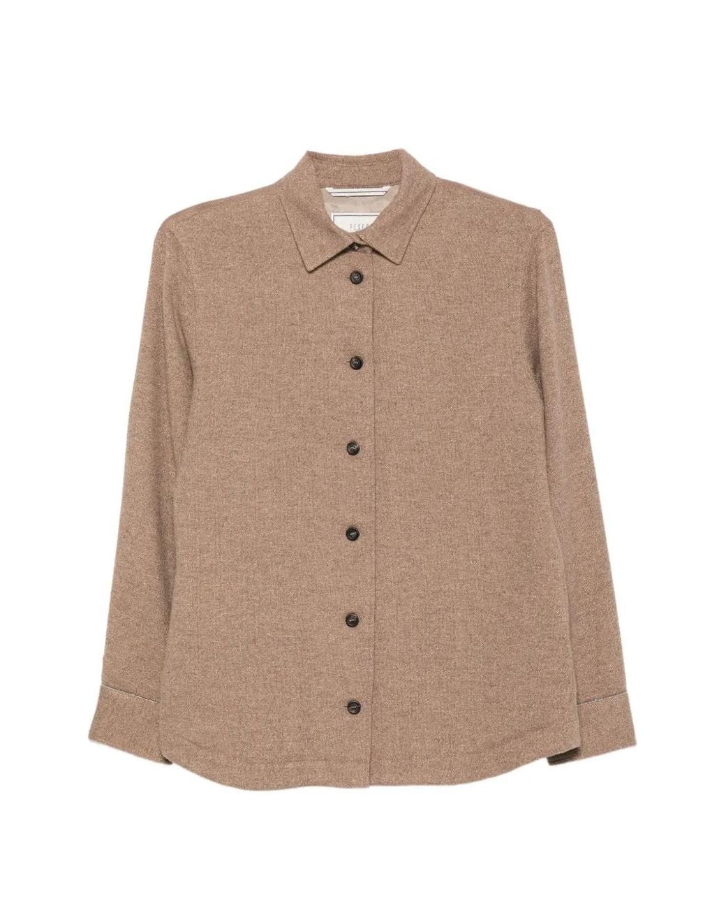Peserico Brown Button-Down Shirt Jacket