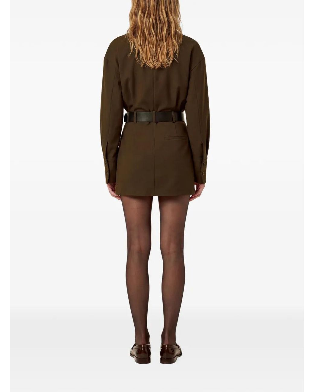Nicholas Brown Belted High-Neck Mini Dress