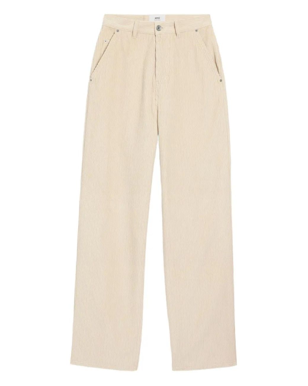 AMI Natural Cotton Wide-Leg Trousers