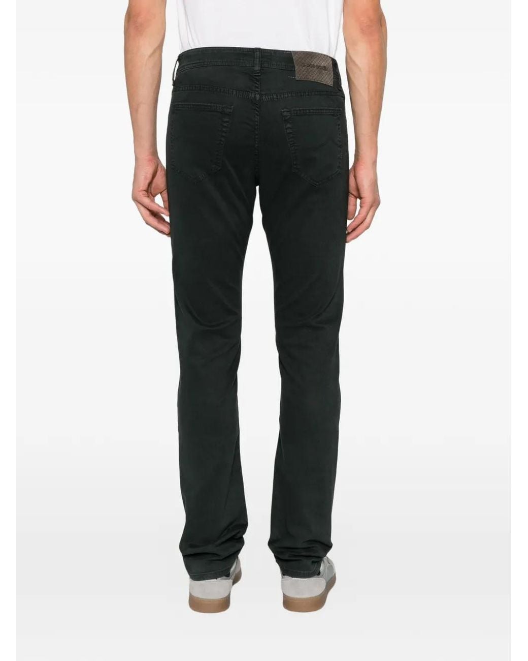 Jacob Cohen Black Logo-Patch Straight-Leg Trousers for men