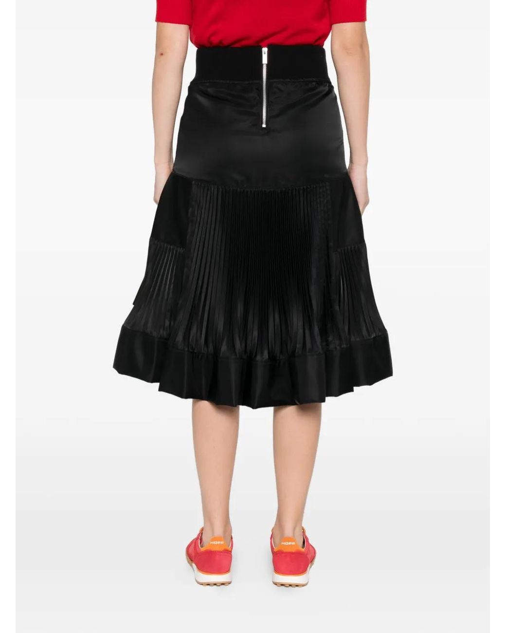 Sacai Midi-Plooirok in het Black