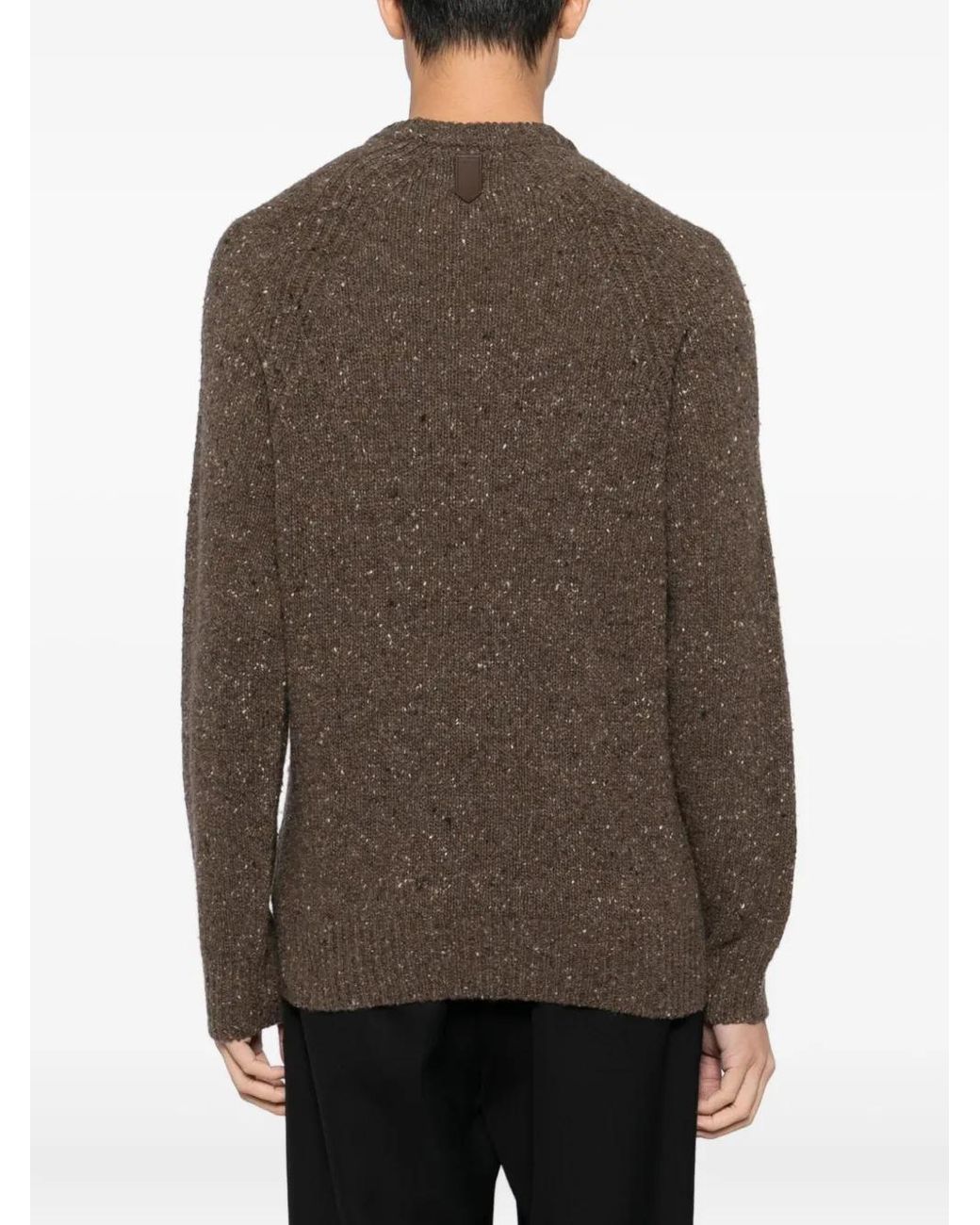 Canali Brown Speckled Crew-Neck Sweater for men