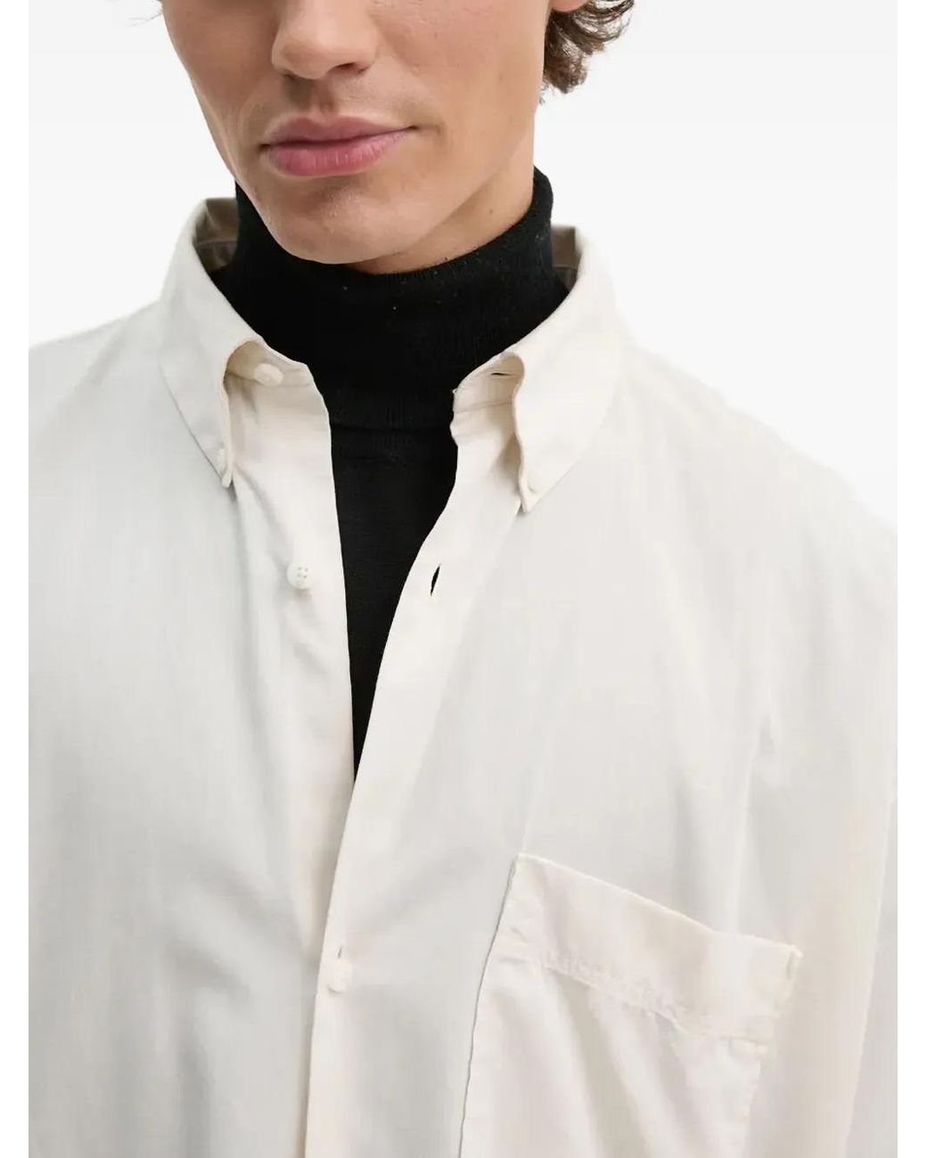 Won Hundred White Pocket Button Shirt for men