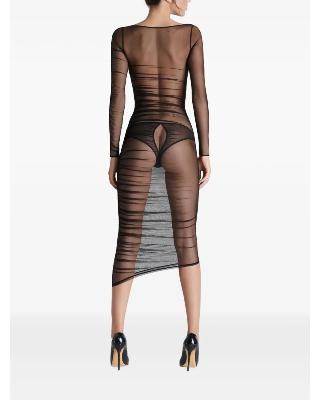 Scandale Gray Nuit Fauve Ruched Midi Dress