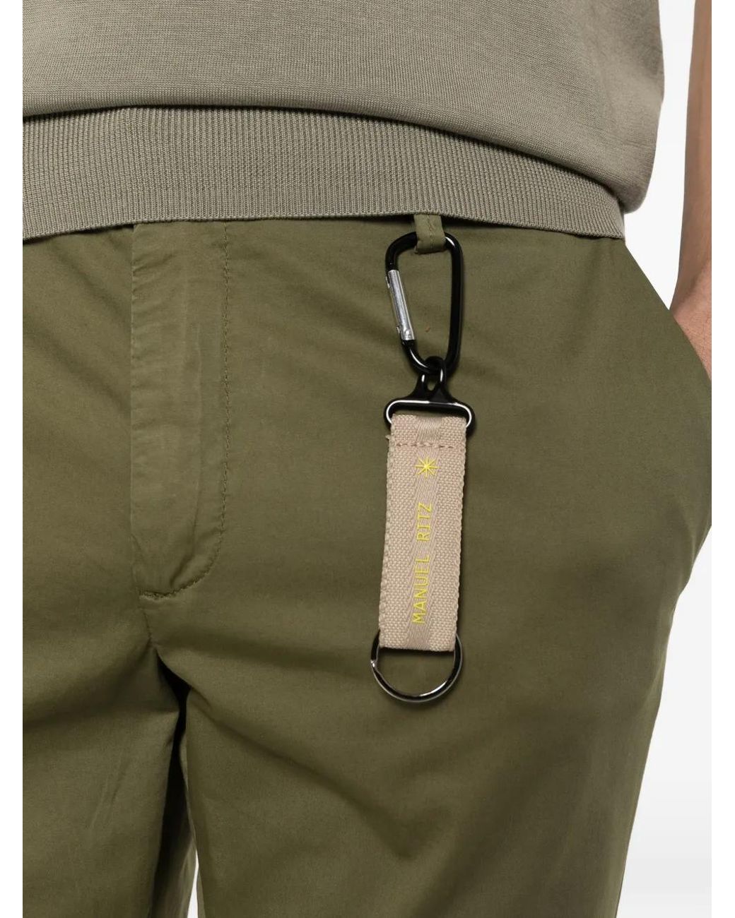 Manuel Ritz Green Belt-Loops Skinny Trousers for men