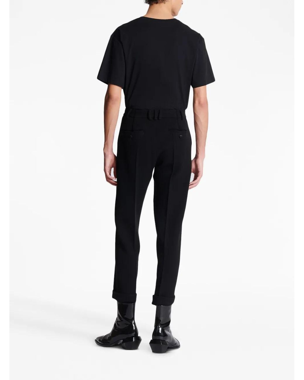 Balmain Black Tapered Cropped Trousers for men