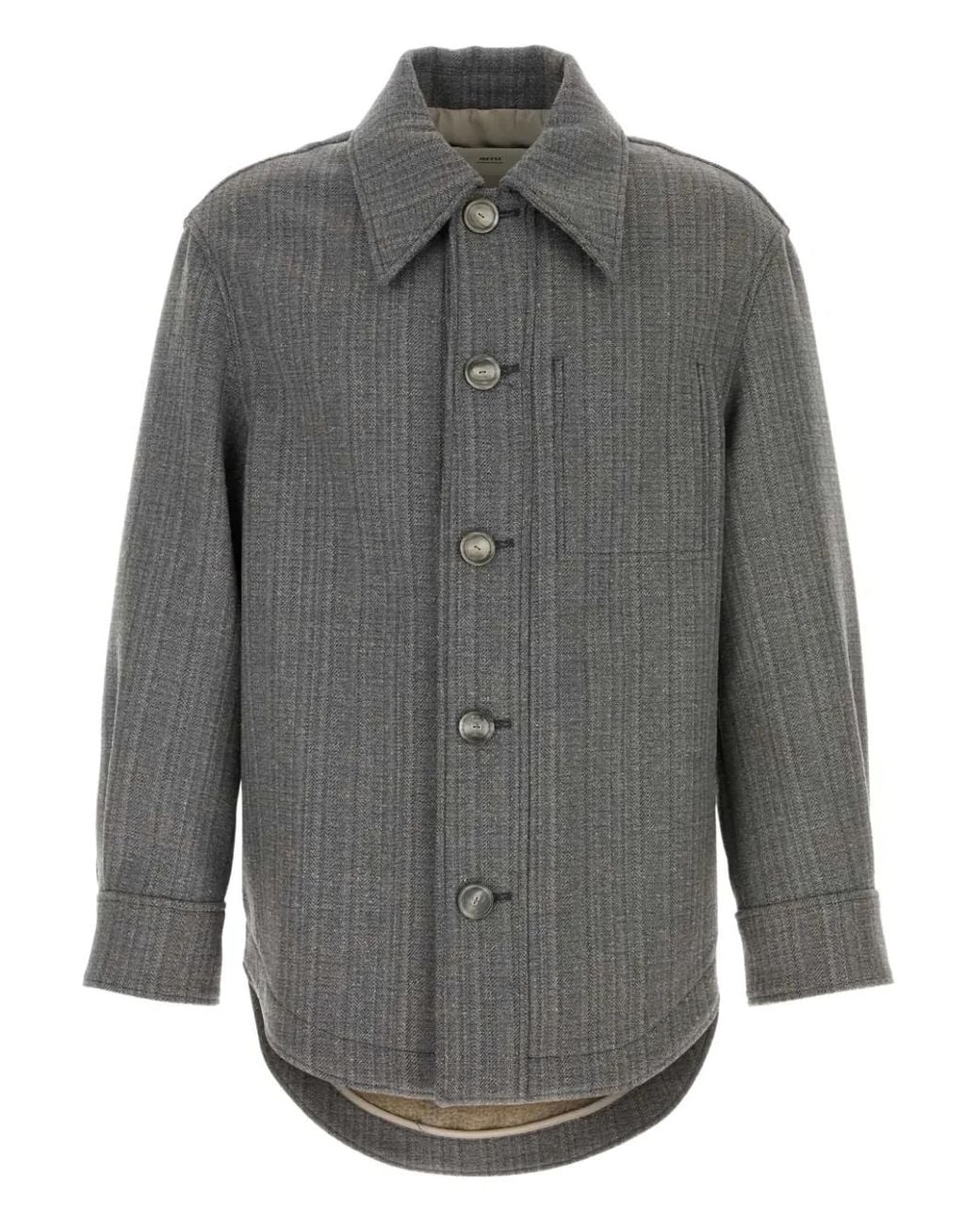 AMI Gray Buttoned Overshirt for men