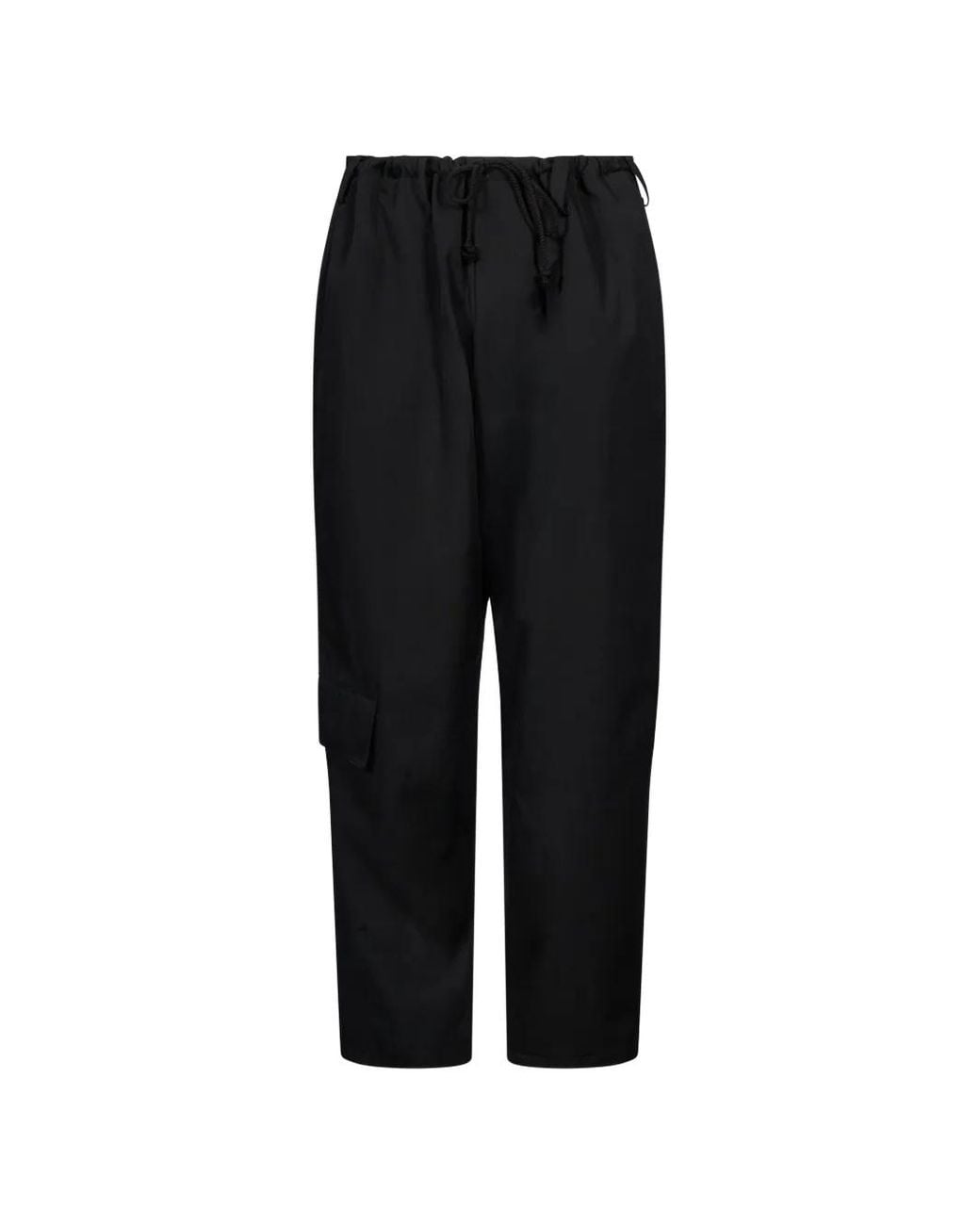 Yohji Yamamoto Black Drawstring-Waist Gabardine Cargo Pants for men