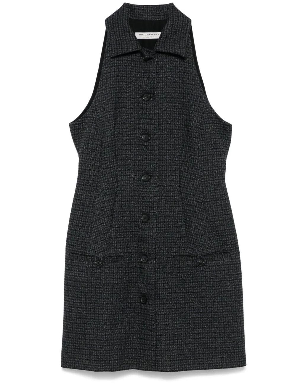 Philosophy Di Lorenzo Serafini Black Houndstooth Mini Dress