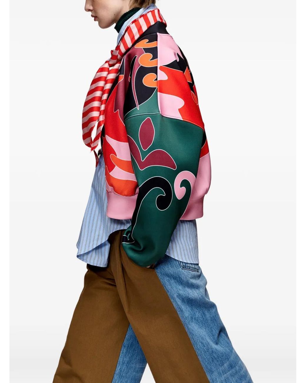 Essentiel Antwerp Red Kiva Floral-Print Bomber Jacket