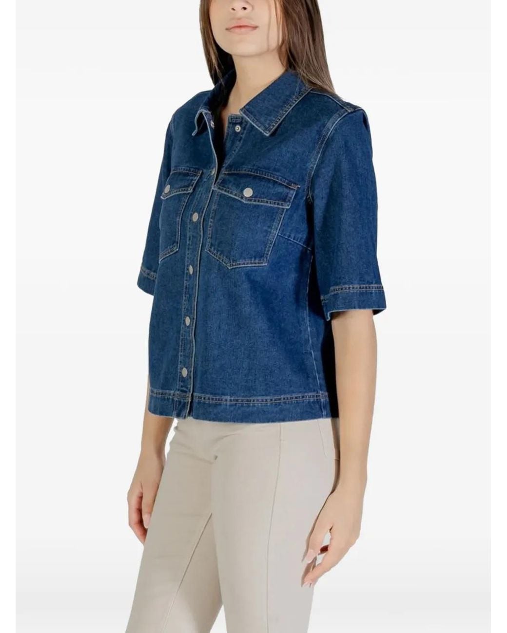 ONLY Blue Short-Sleeve Denim Shirt