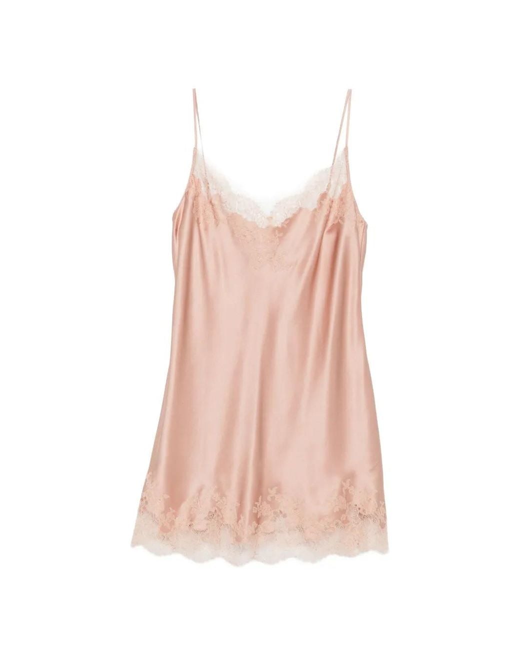 Carine Gilson Pink Lace-Trim Silk Nightdress
