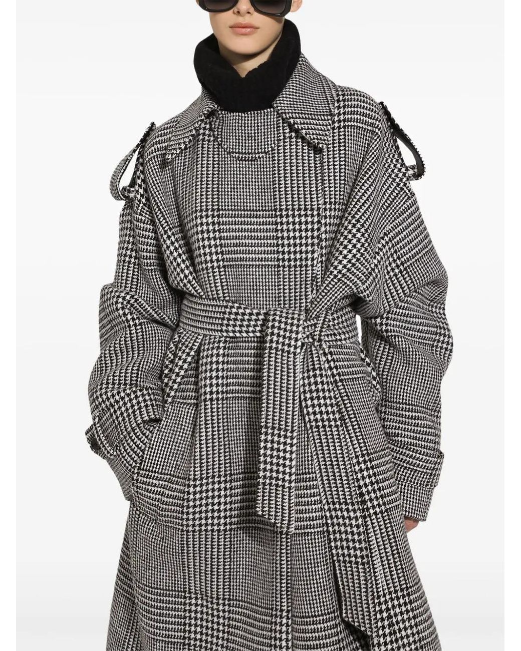 Dolce & Gabbana Gray Check-Pattern Coat