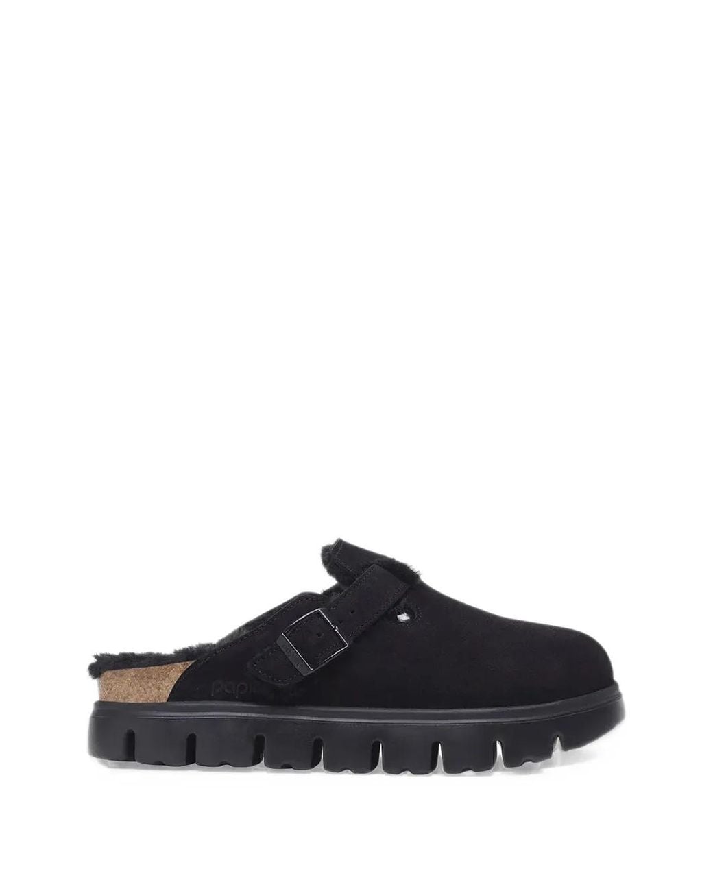 Birkenstock Black Boston Chunky Shearling Suede Leather