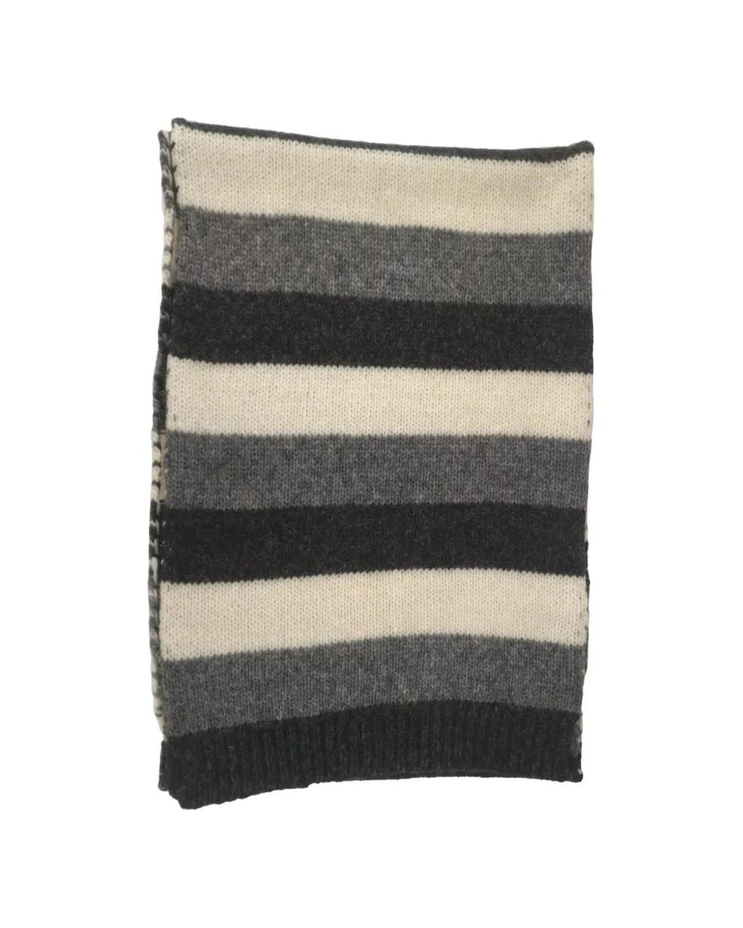 Alpha Studio Gray Striped Knitted Scarf for men