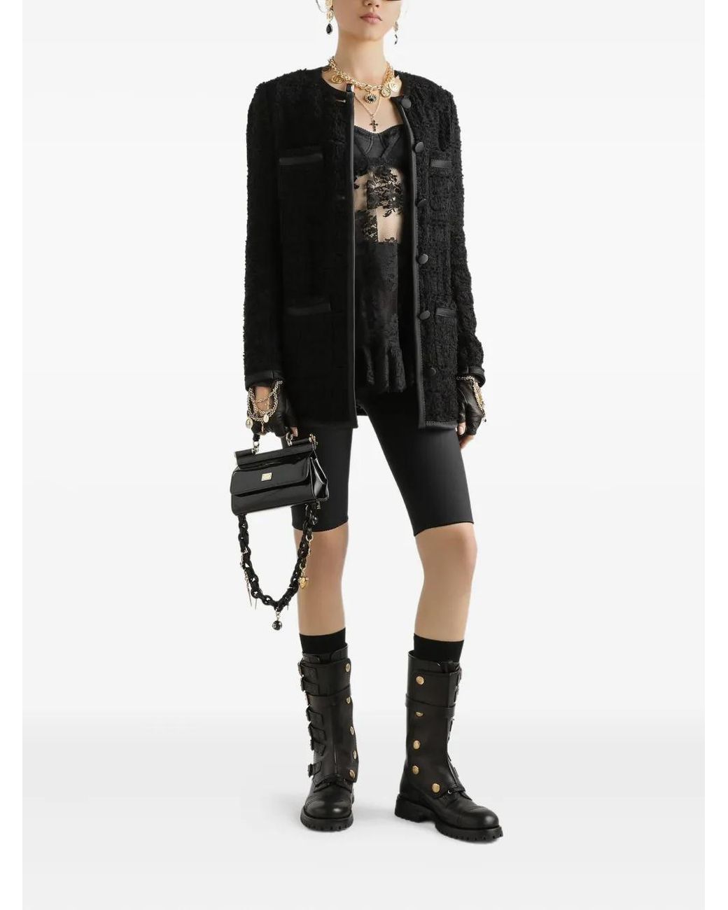 Dolce & Gabbana Black Textured Button-Up Jacket