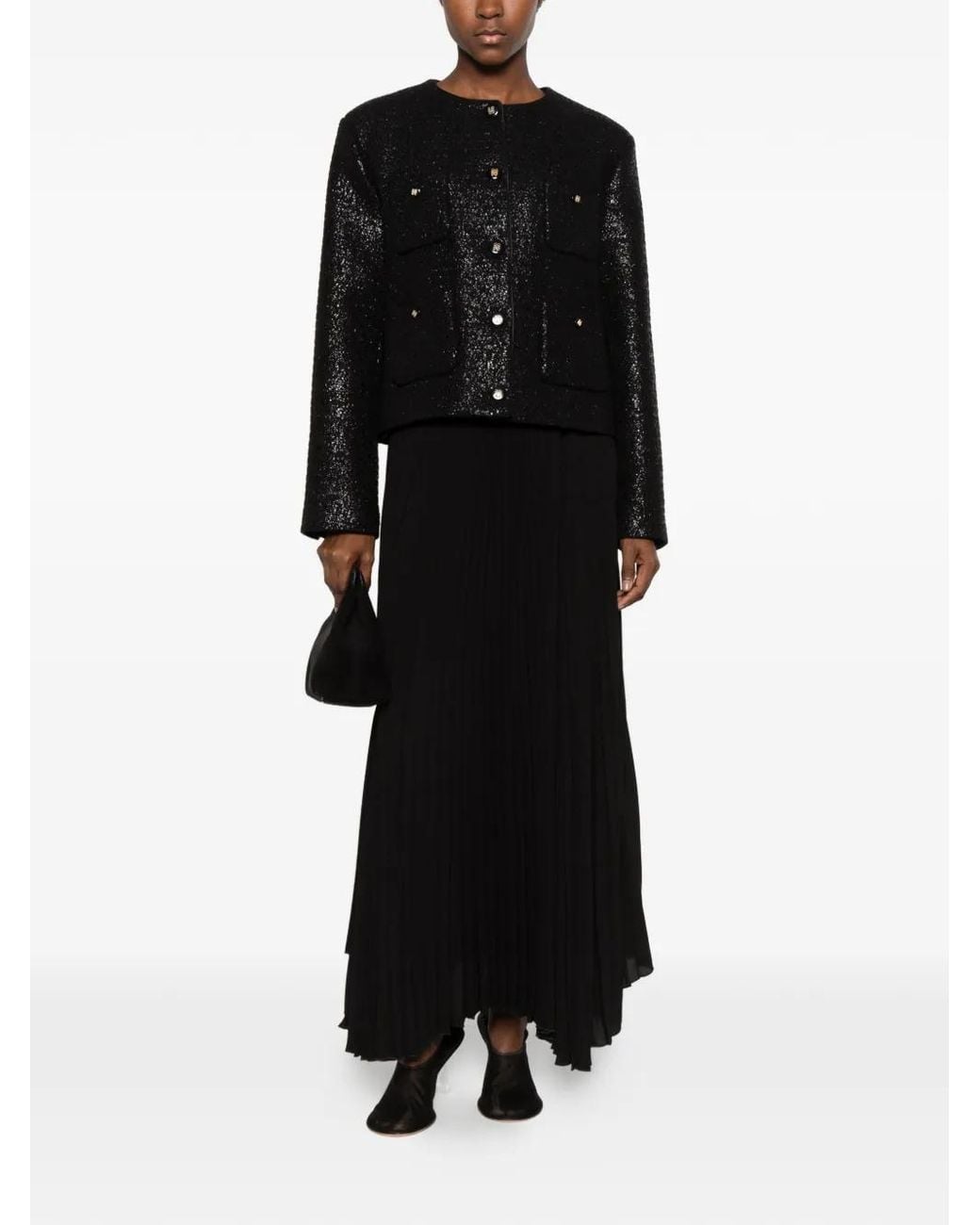 Styland Black Tweed Patch-Pocket Jacket