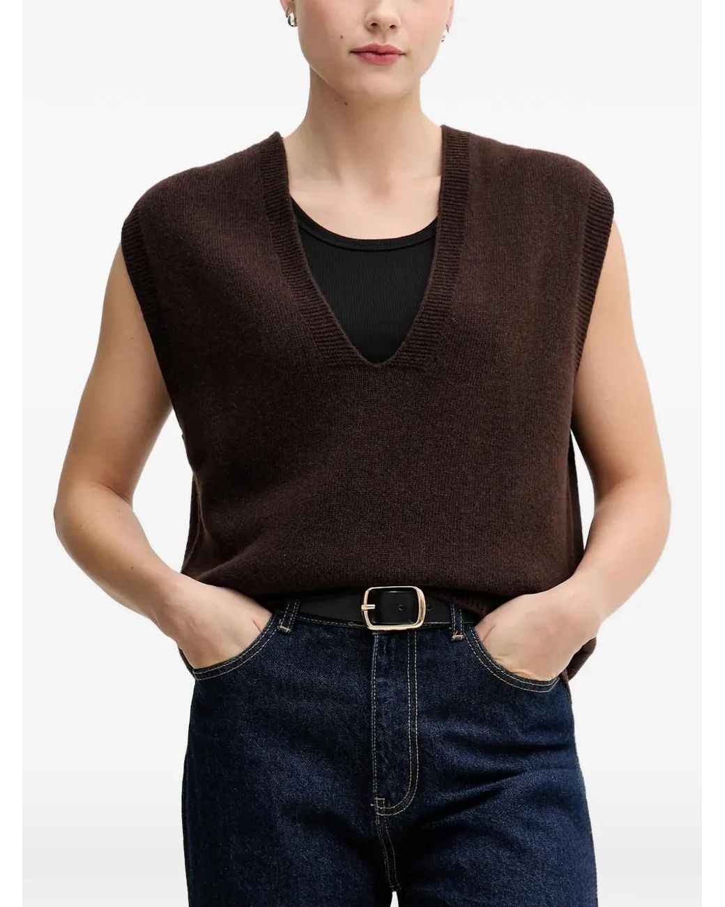 Sandro Ferrone Black V-Neck Vest