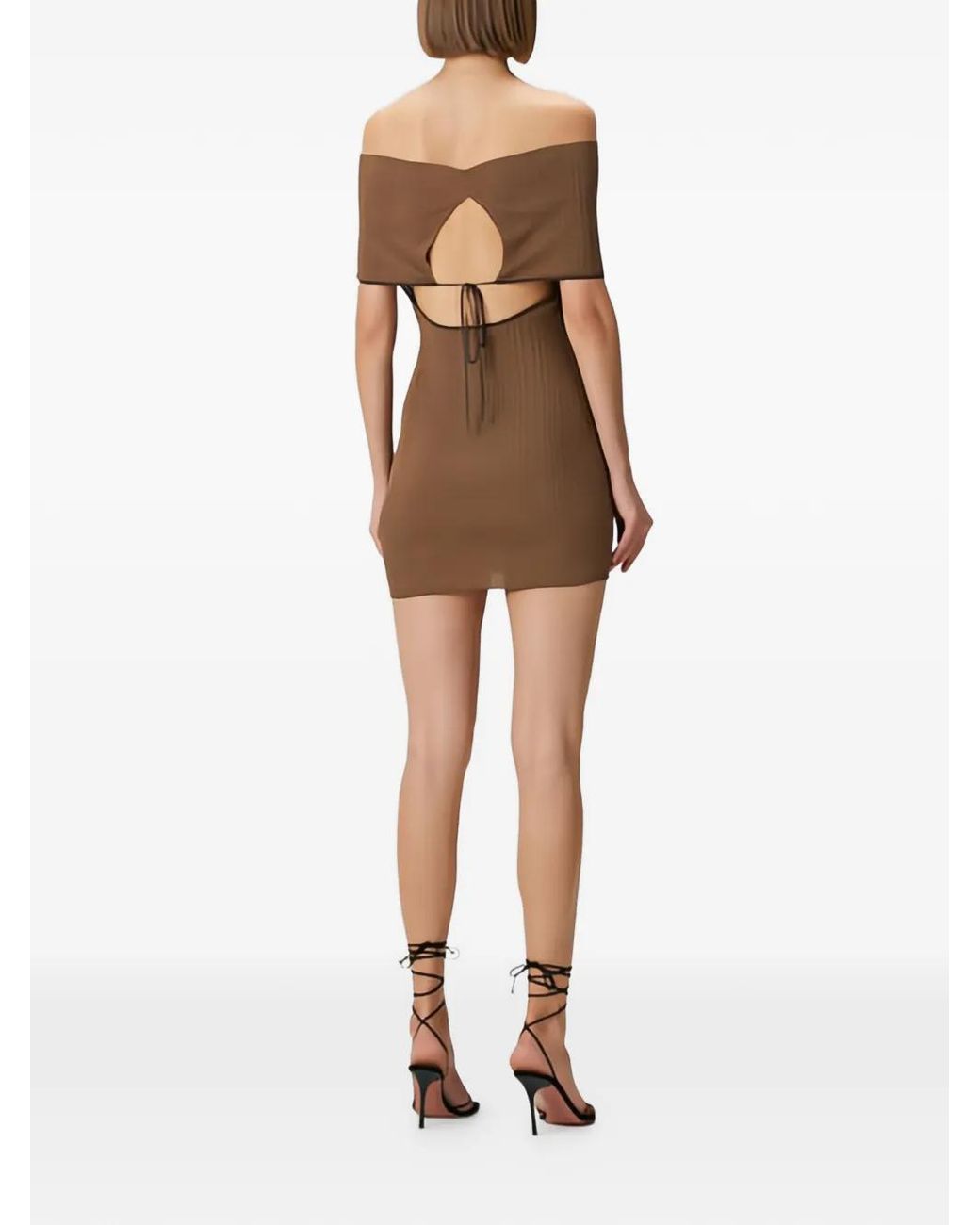 AYA MUSE Natural Robe Courte En Maille À Design Côtelé