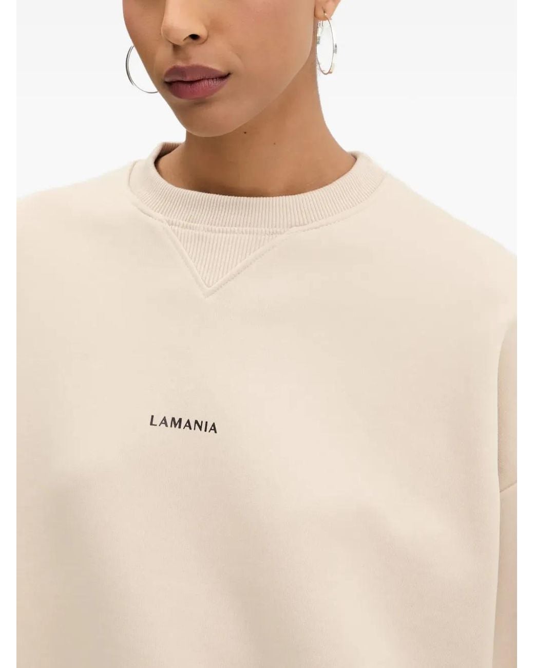 La Mania Natural Logo-Print Dropped-Shoulder Sweatshirt