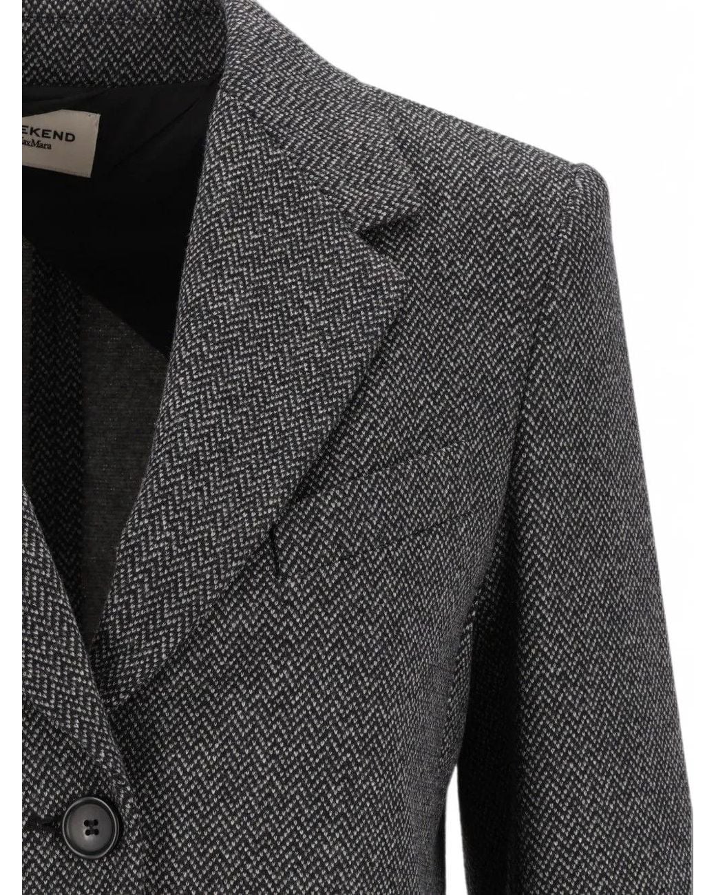 Weekend by Maxmara Black Chevron-Jacquard Single-Breasted Blazer