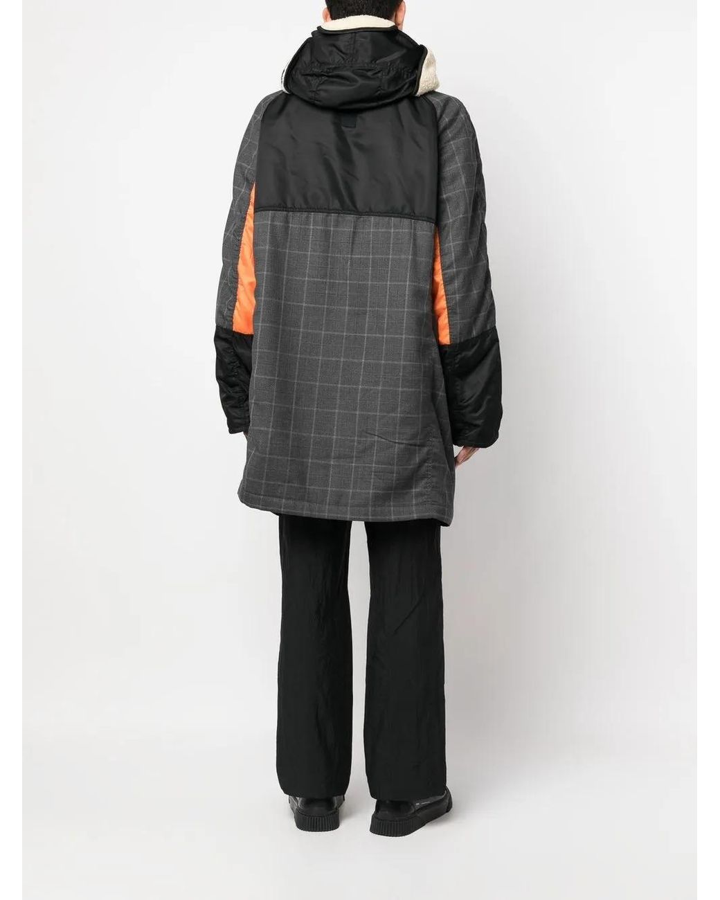 Junya Watanabe Gray Checked Patchwork Coat for men