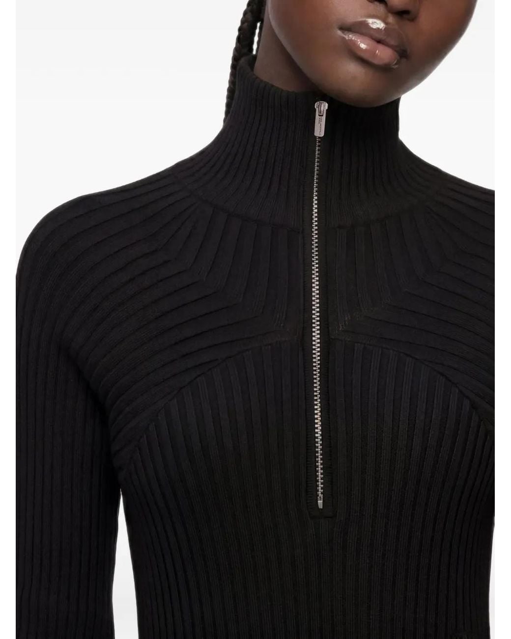 Karl Lagerfeld Black Zip-Detail Maxi Dress