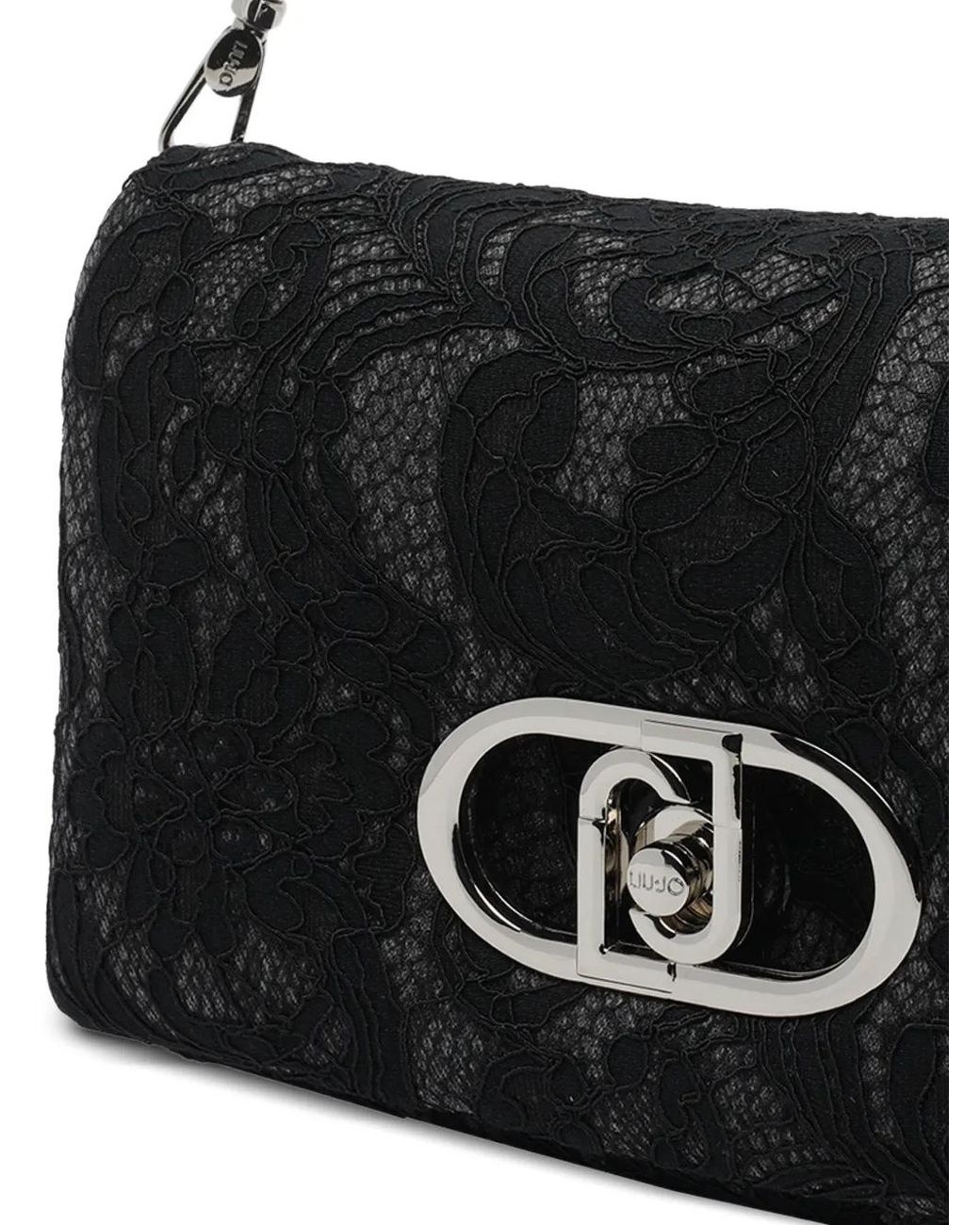 Liu Jo Black Lace Logo Crossbody Bag