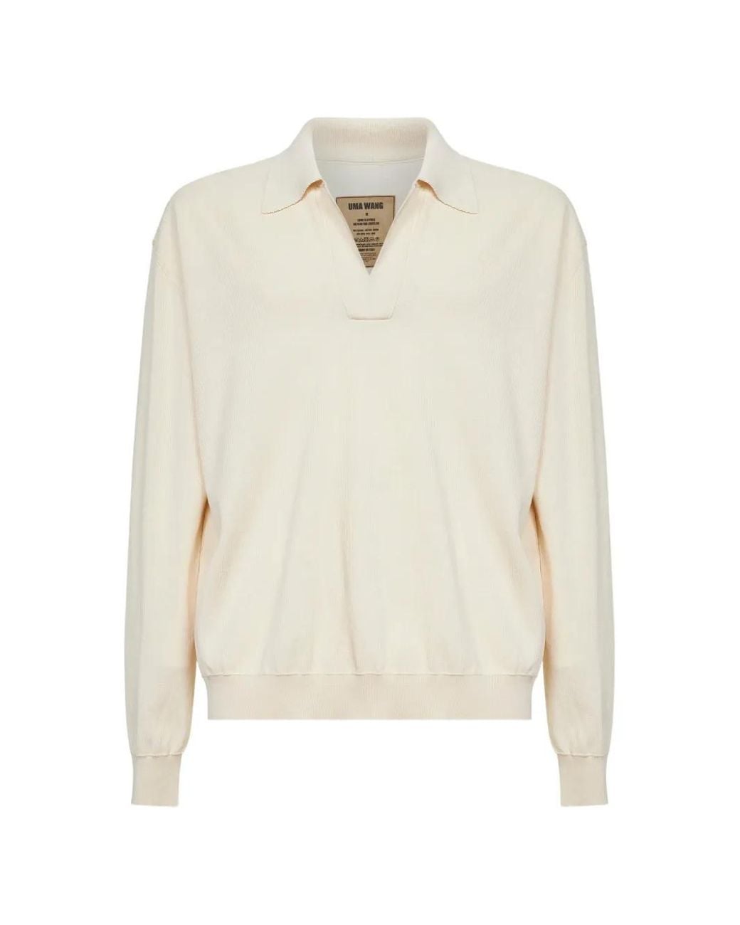 Uma Wang White V-Neck Polo Shirt for men