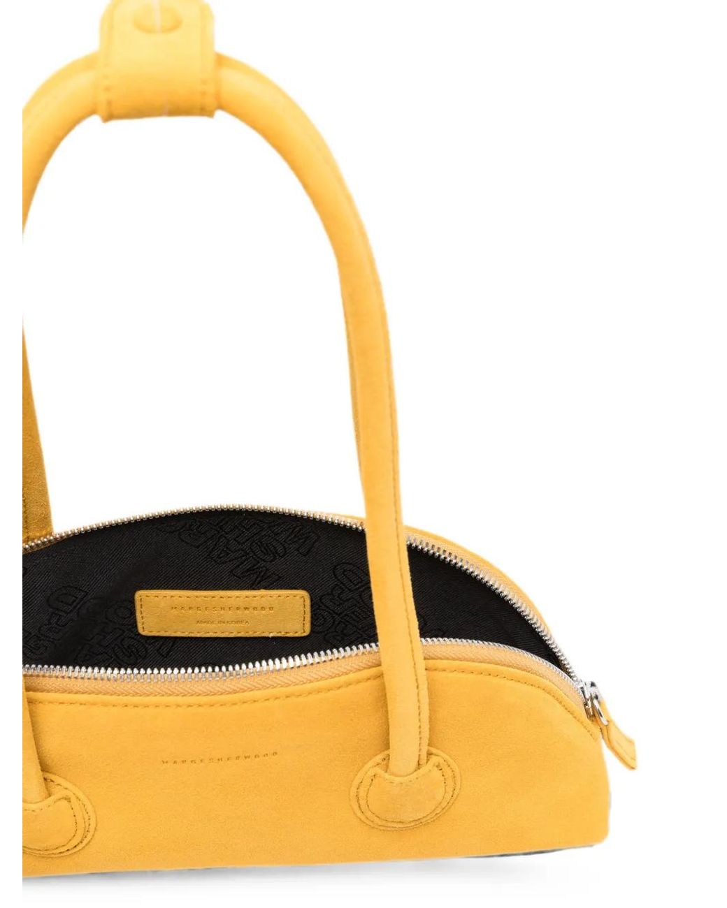 MARGE SHERWOOD Yellow Bessette Suede Half-Moon Tote Bag