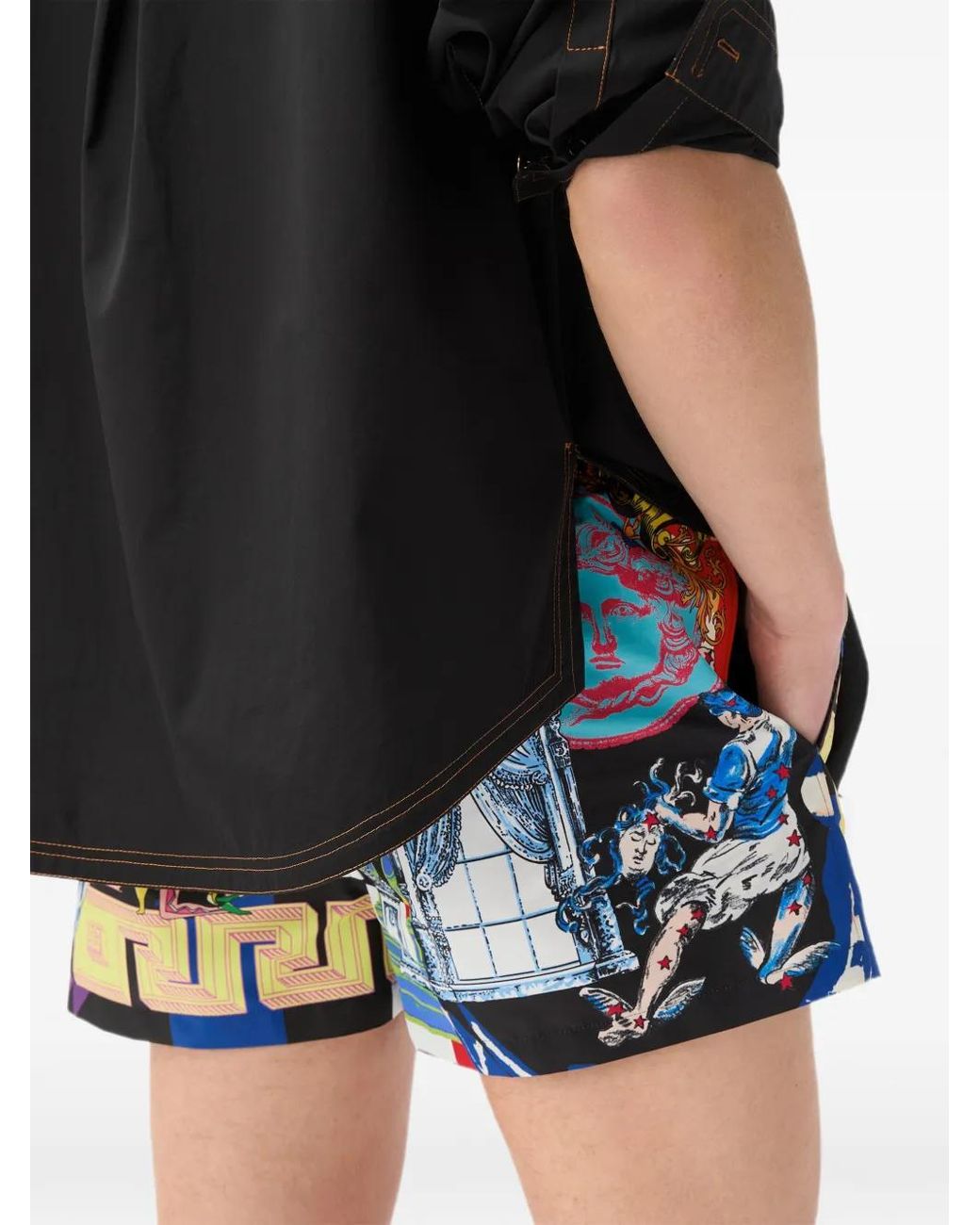 Versace Blue Short De Bain À Imprimé Graphique for men
