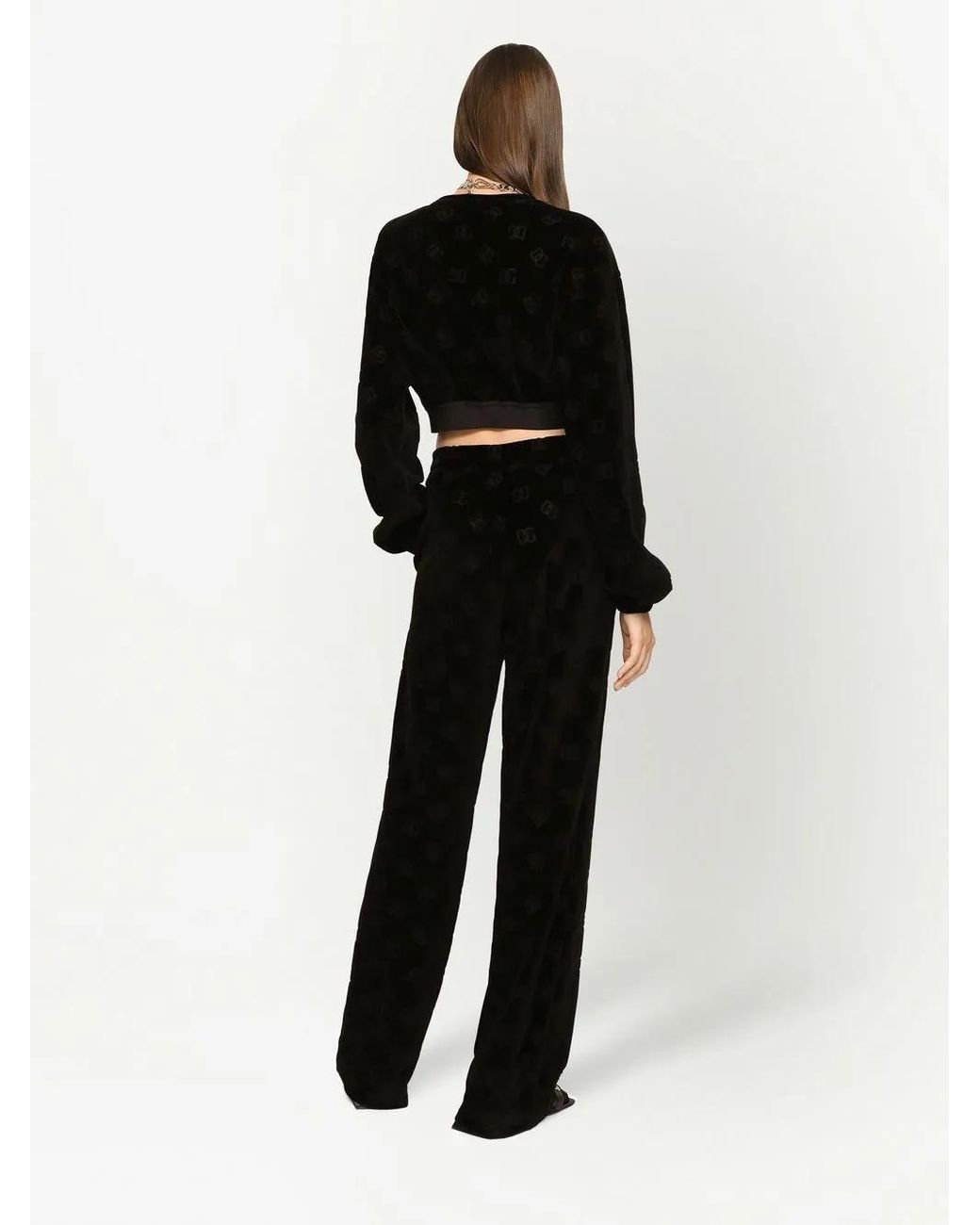 Dolce & Gabbana Black Dg-Logo Flocked Track Pants
