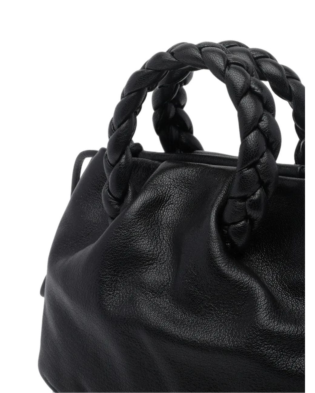 Hereu Black Bombom Braided Leather Tote Bag
